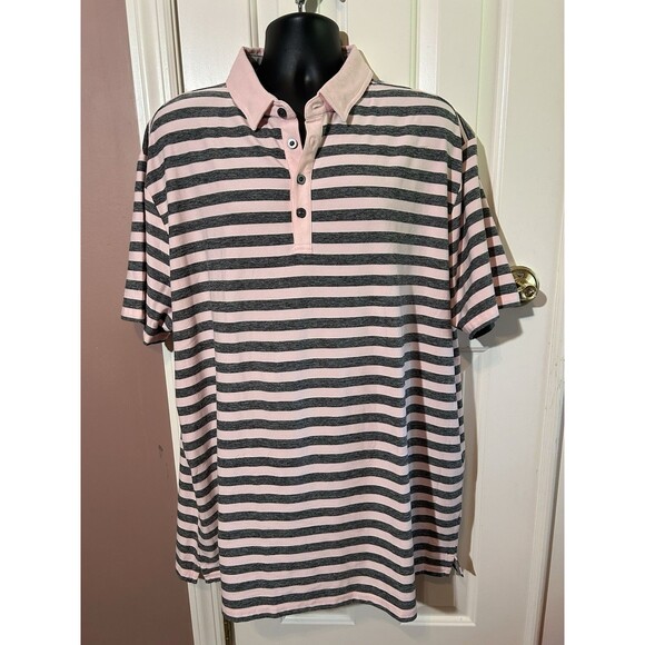 Anderson Ord Polo Mens 3XL Performance Pink Gray Stripe - Picture 1 of 6